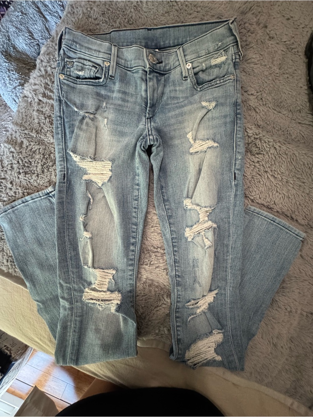 True Religion Women's Light Blue Distressed Skinny Jeans
